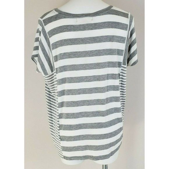 Michael Michael Kors White Gray Striped T-Shirt Tee S EUC - Picture 2 of 3